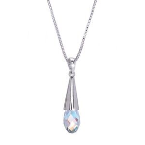 Rhodium Plated AB Briolette Drop Necklace with Swarovski Crystal